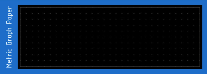 Blueprint black grid. Metric graph paper rectangle pattern. Blank millimeter sheet for technical drawing, engineering sketch, architectural design. Wide tech 2d linear background. Vector illustration