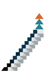 Obraz premium Abstract staircase of colored blocks ascending diagonally on minimalist white background.