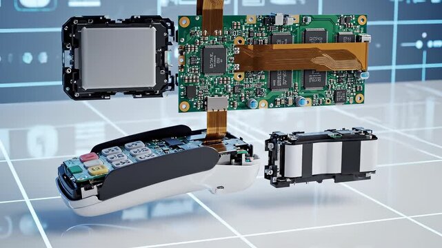 Disassembled Point of Sale Terminal - Technology and Components.