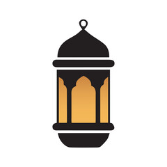 Hanging Ramadan Lantern Black Minimalist Vector Icon