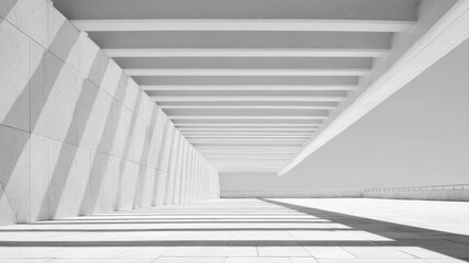 Obraz premium Architectural Minimalism: Clean White Corridor with Geometric Shadows and Modern Design Elements