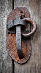 plurality. Rusted iron hasp and padlock secured to an old wooden warehouse door. real-estate listings, architecture portfolios, designed for real-estate listing and luxury residence showcases.
