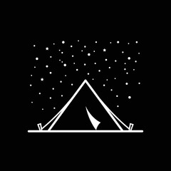 Simple white tent under starry night.