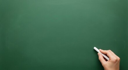 Hand writing on blank green chalkboard background with white chalk
