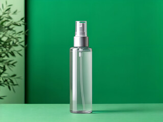 Cosmetic spray bottle mockup, green screen
