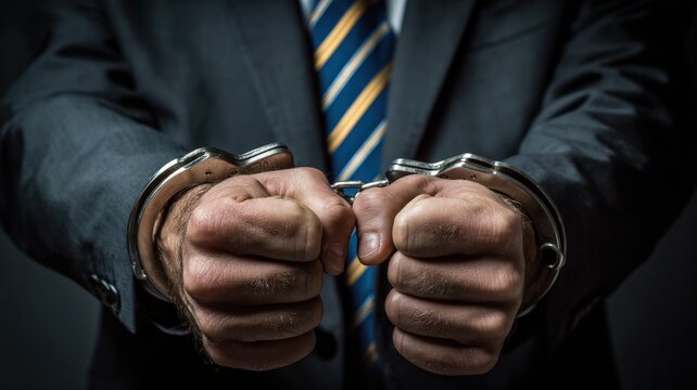 Man in Suit with Handcuffs: Representing Corporate Crime, Arrest, and Financial Misconduct