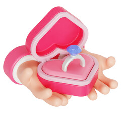 Hand propose with ring 3D illustration