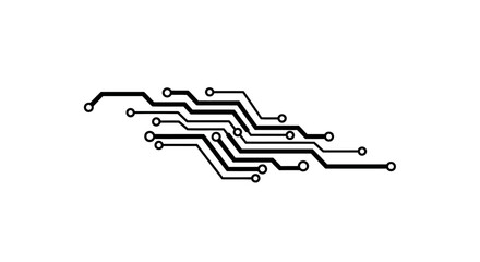 Circuit board design with lines and dots.