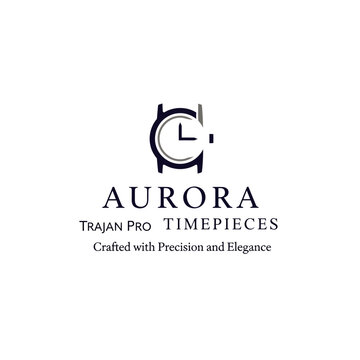 Aurora Trajan Pro Timepieces Logo Design.