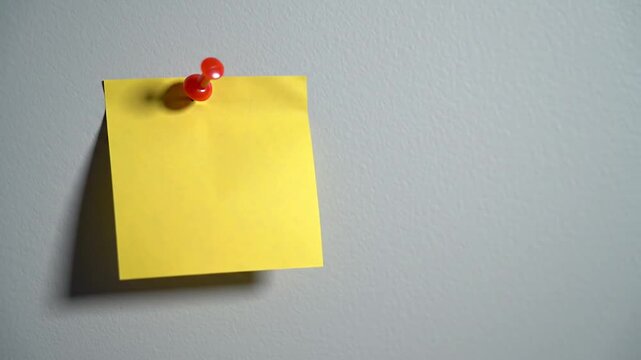 Minimalist Sticky Note Animation Video. Single Note Focus Motion Graphic. Simple Yellow Note Video.