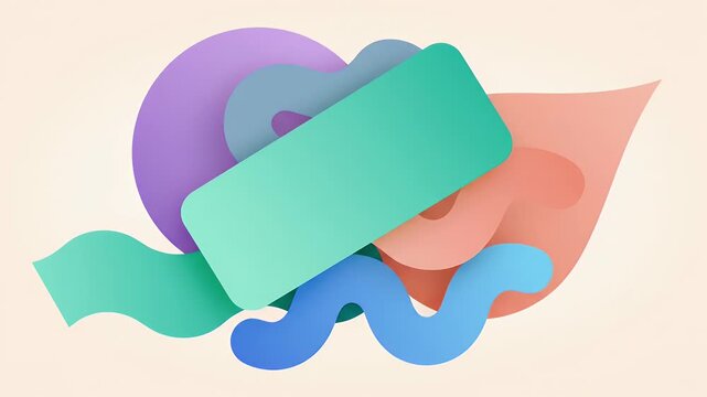 Abstract colorful geometric and organic shapes on light background