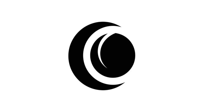 Black and white crescent moon symbol.