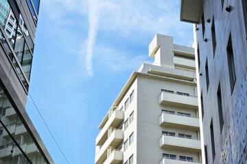 Modern apartment buildings in an urban area, Tokyo Japan.