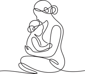 Fototapeta premium Sweet Baby Moments in Continuous Line Art 