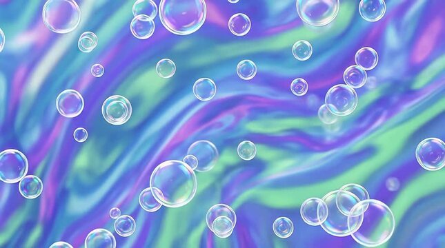 Spherical objects floating on a swirling liquid surface viewed from above