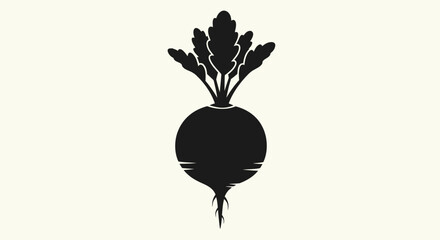 Black silhouette of a beetroot vegetable.