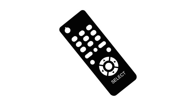 Black remote control device with buttons.