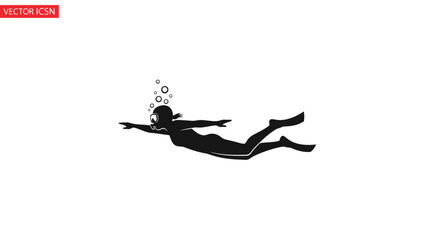 Scuba diver swimming in water.