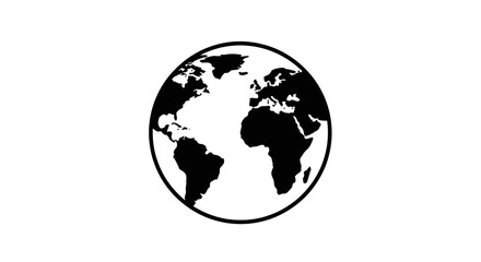 Obraz premium Black and white earth globe icon.