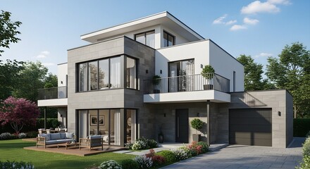 Real Estate Architecture: Exterior Building for Property Sales, Agent Listings, and Architectural Visualization, Home, House