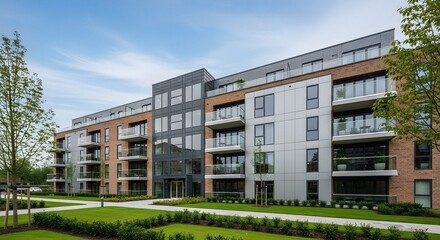 Fototapeta premium Real Estate Architecture: Exterior Building for Property Sales, Agent Listings, and Architectural Visualization, Home, House