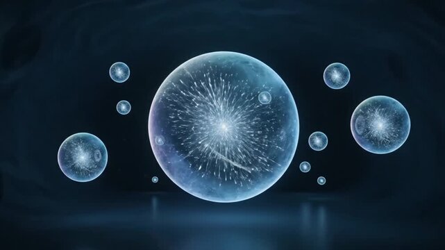 Abstract representation of cosmic nebulae and galaxies in a celestial sphere, depicting the vastness of space and the birth of stars in the universe