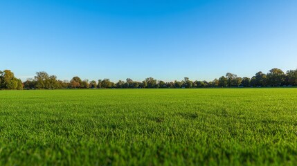 Fototapeta premium ryegrass. Vast meadow of lush perennial ryegrass waving under a clear blue sky. event programs, museum guides, designed for cultural heritage projects and event programs, supports education. 