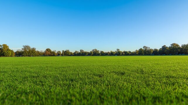 ryegrass. Vast meadow of lush perennial ryegrass waving under a clear blue sky. event programs, museum guides, designed for cultural heritage projects and event programs, supports education.
