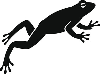 Obraz premium Minimalist black frog leaping forward silhouette vector icon