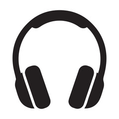Black Headphone Icon Vector &ndash; Minimal Music Headset Silhouette