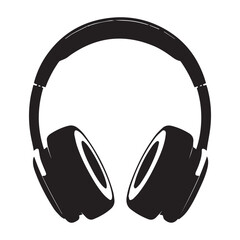 Black Headphone Icon Vector &ndash; Minimal Music Headset Silhouette