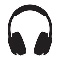 Black Headphone Icon Vector &ndash; Minimal Music Headset Silhouette