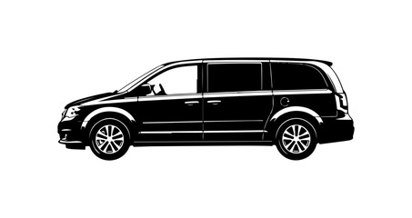 Fototapeta premium Black Vector Silhouette Minivan Illustration