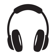 Black Headphone Icon Vector &ndash; Minimal Music Headset Silhouette