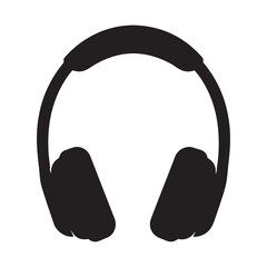 Black Headphone Icon Vector &ndash; Minimal Music Headset Silhouette