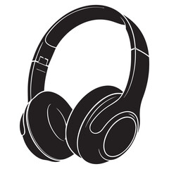 Black Headphone Icon Vector &ndash; Minimal Music Headset Silhouette