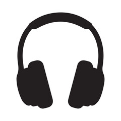 Black Headphone Icon Vector &ndash; Minimal Music Headset Silhouette