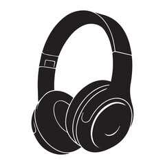 Black Headphone Icon Vector &ndash; Minimal Music Headset Silhouette