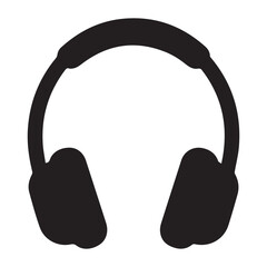 Black Headphone Icon Vector &ndash; Minimal Music Headset Silhouette