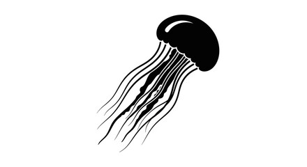 Black jellyfish swimming in water. © rohmat