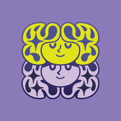 Obraz premium Psychedelic Art Nouveau Style Women Portrait Vector Illustration