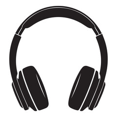 Black Headphone Icon Vector &ndash; Minimal Music Headset Silhouette