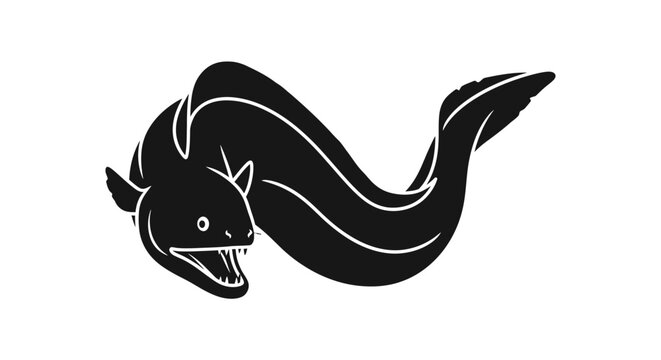 Black silhouette of an eel fish.