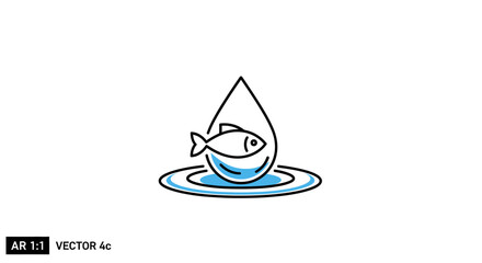 Fototapeta premium Fish Under Water Droplet Illustration.