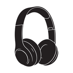 Black Headphone Icon Vector &ndash; Minimal Music Headset Silhouette