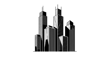 Obraz premium Modern city skyscrapers in black.