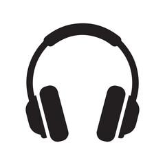 Black Headphone Icon Vector &ndash; Minimal Music Headset Silhouette