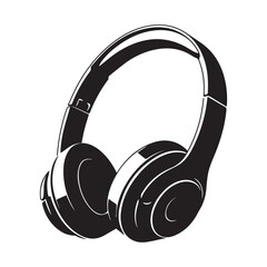 Black Headphone Icon Vector &ndash; Minimal Music Headset Silhouette