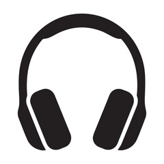 Black Headphone Icon Vector &ndash; Minimal Music Headset Silhouette