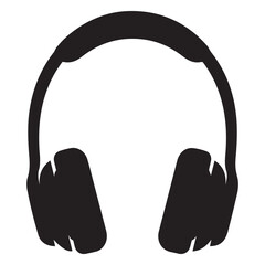 Black Headphone Icon Vector &ndash; Minimal Music Headset Silhouette